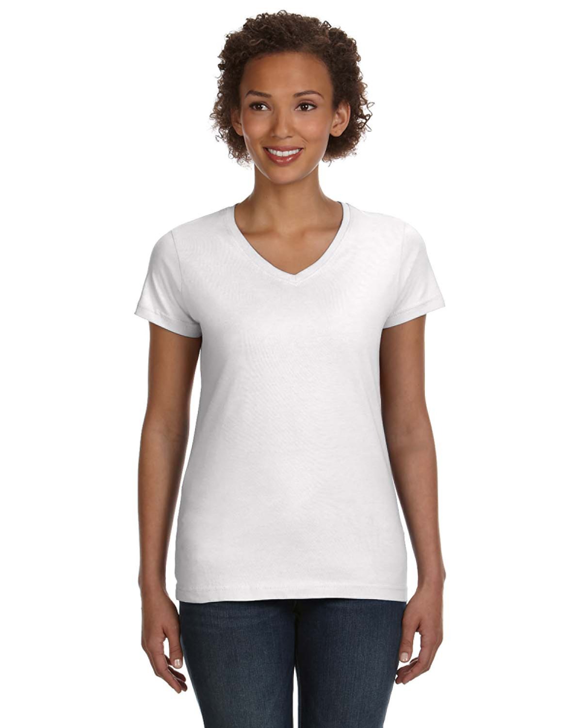 LAT Apparel 3507 Women's V-Neck Short Sleeve Fine Jersey Top Stylish T-Shirt - Picture 19 of 19