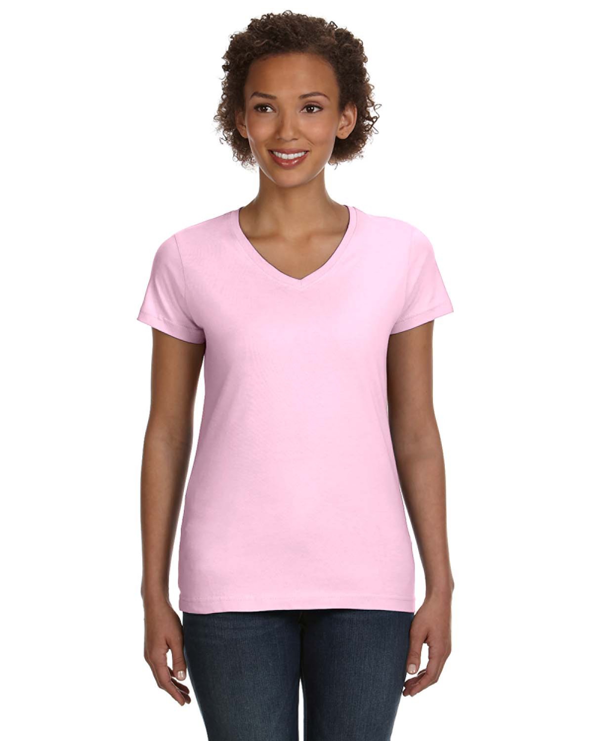 LAT Apparel 3507 Women's V-Neck Short Sleeve Fine Jersey Top Stylish T-Shirt - Picture 14 of 19