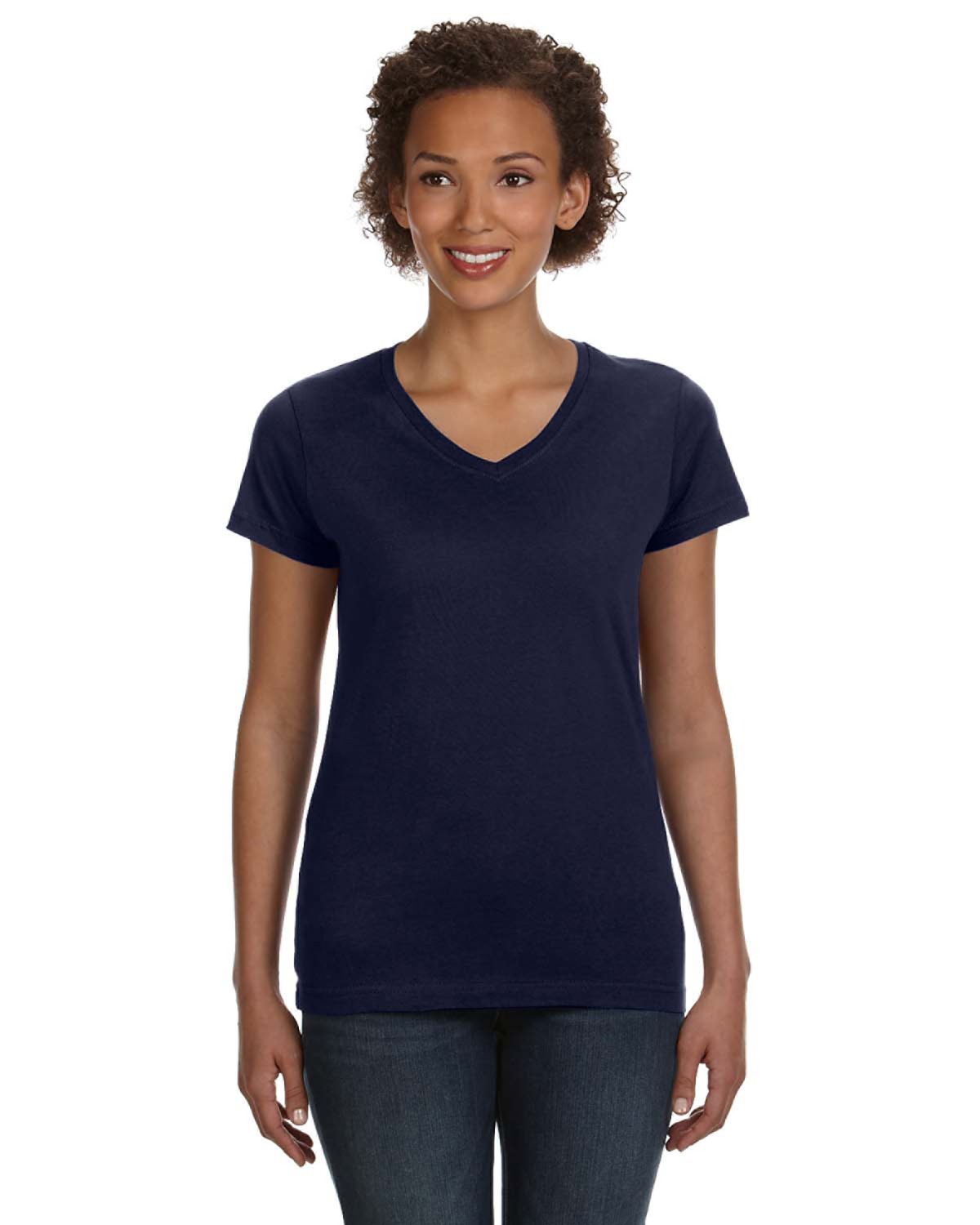 LAT Apparel 3507 Women's V-Neck Short Sleeve Fine Jersey Top Stylish T-Shirt - Picture 12 of 19