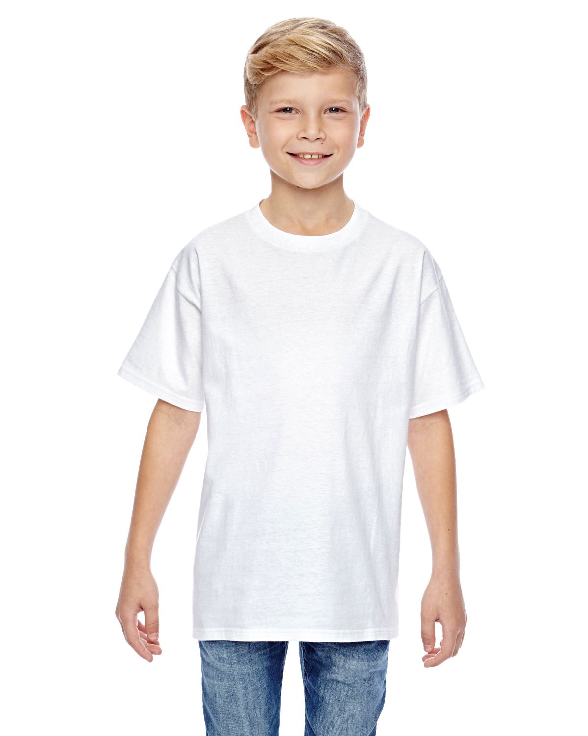 Hanes 498Y Youth Pre-shrunk 100% Ringspun Cotton Perfect-T T-Shirt - Picture 17 of 18