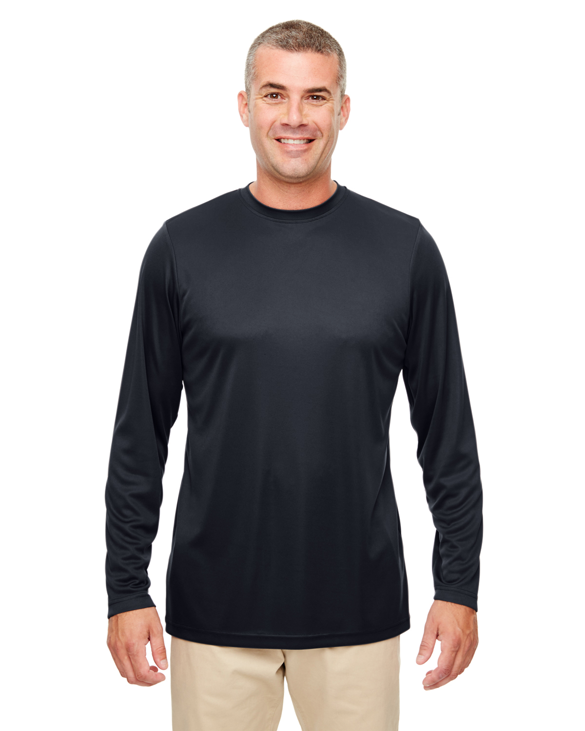 UltraClub 8622 Men's Cool & Dry Performance Long Sleeve Top Stylish T-Shirt - Picture 2 of 13