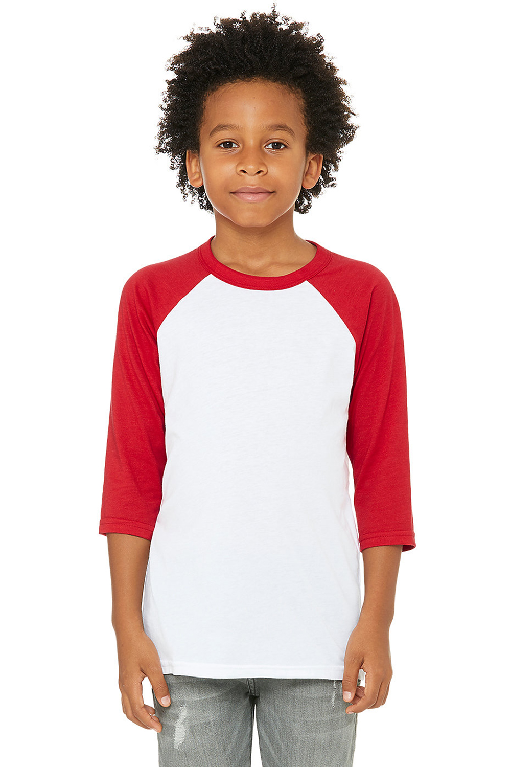 Bella + Canvas Youth Jersey 3/4 Sleeve Baseball Tee Top - Picture 5 of 5
