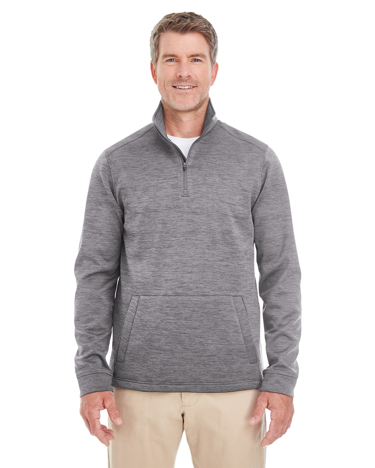 Devon & Jones DG798 Men's Newbury Melange Fleece Quarter-Zip - Picture 3 of 6