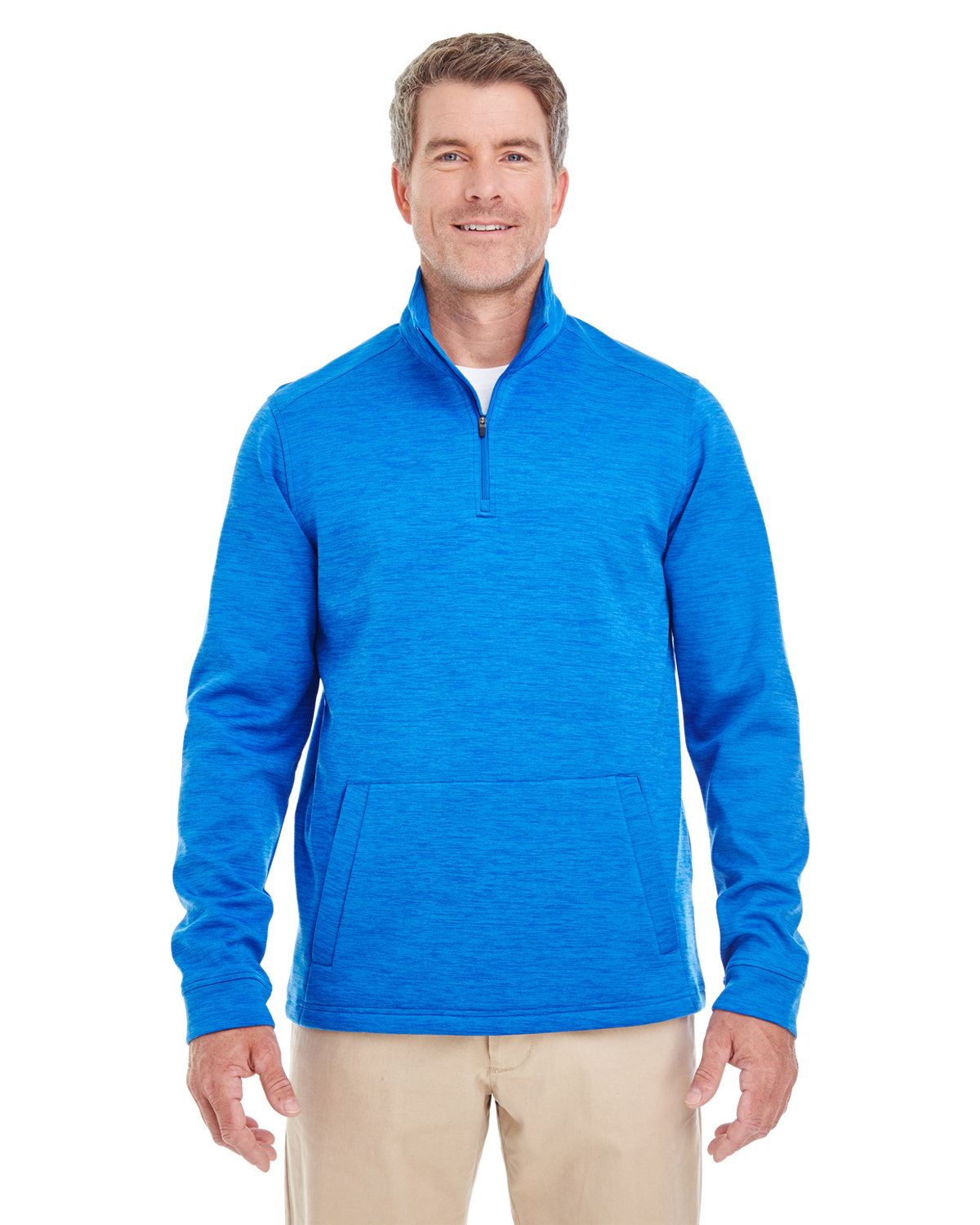 Devon & Jones DG798 Men's Newbury Melange Fleece Quarter-Zip - Picture 5 of 6