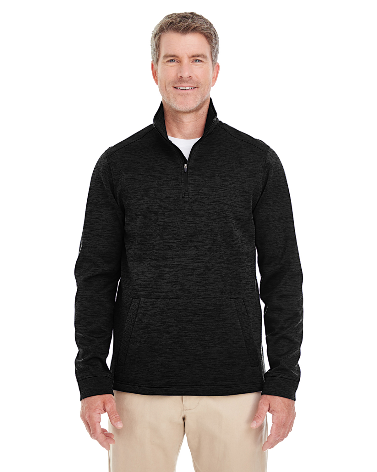 Devon & Jones DG798 Men's Newbury Melange Fleece Quarter-Zip - Picture 2 of 6