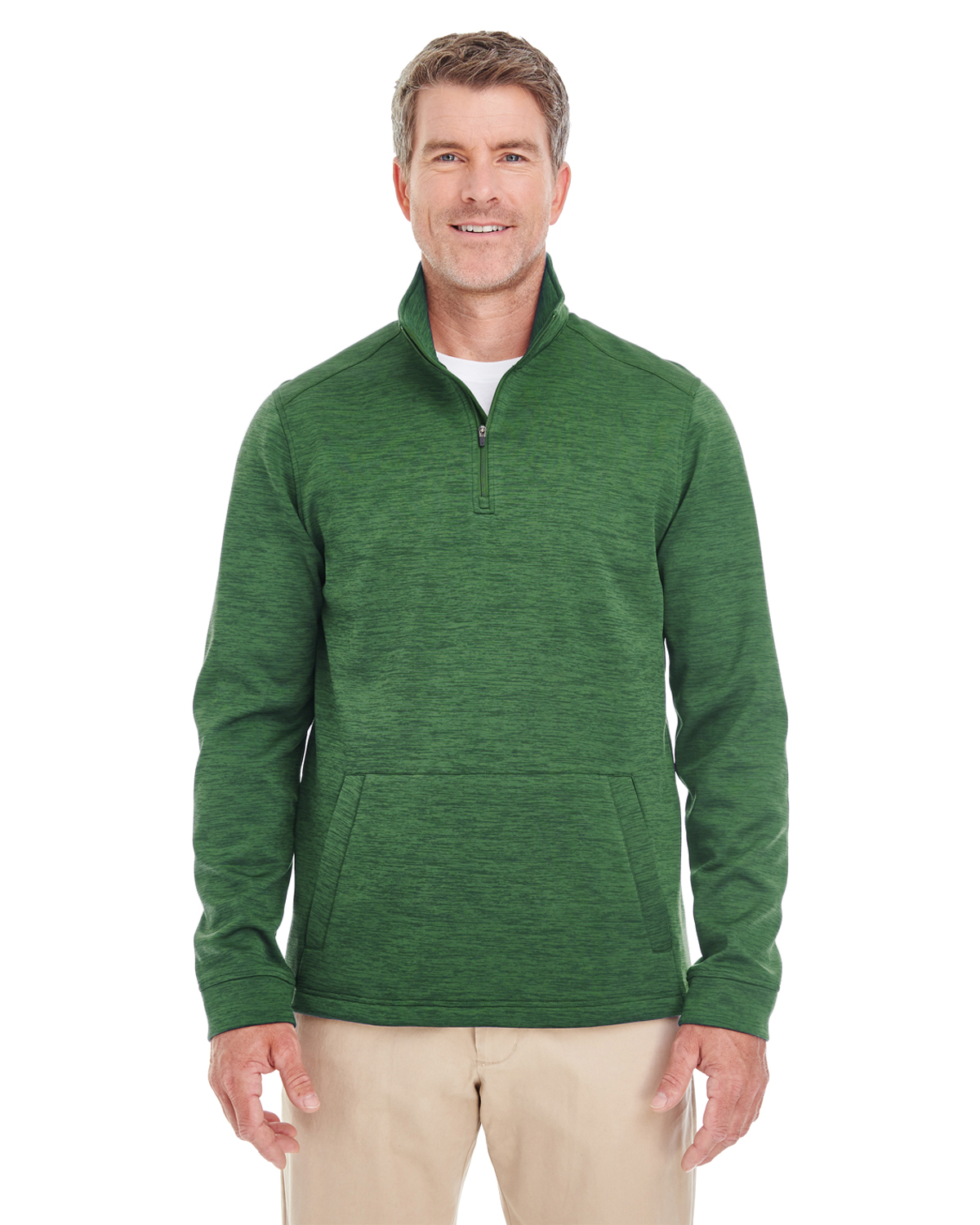 Devon & Jones DG798 Men's Newbury Melange Fleece Quarter-Zip - Picture 4 of 6