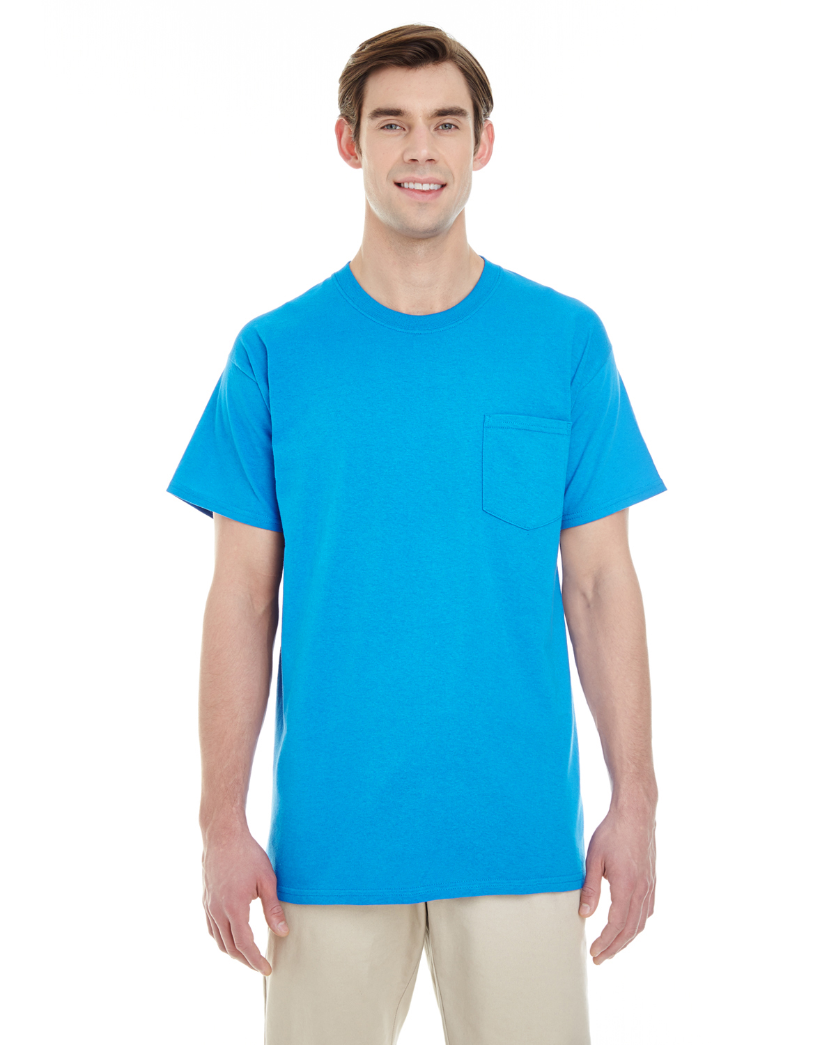 Gildan G530 Unisex Grown USA Heavy Cotton Short Sleeve Top Pocket T-Shirt - Picture 5 of 14