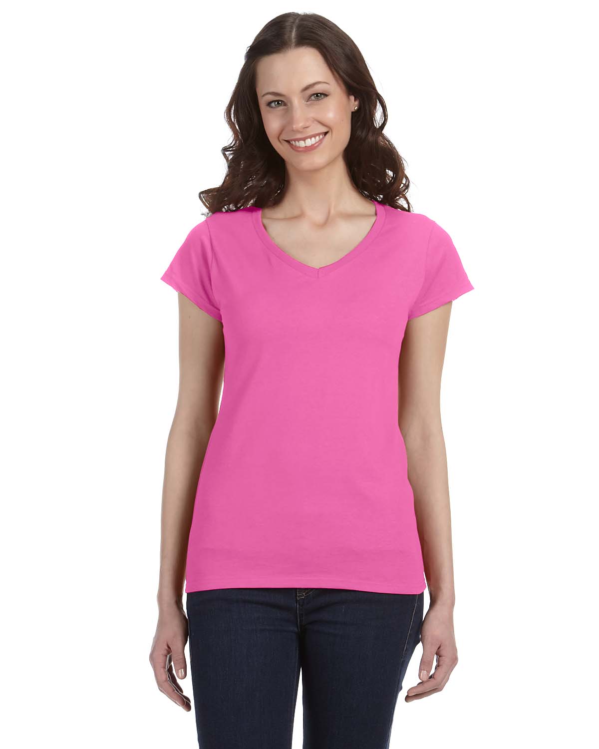 Gildan G64VL Ladies SoftStyle Fitted V-Neck Tee Short Sleeve Top T-Shirt - Picture 2 of 10