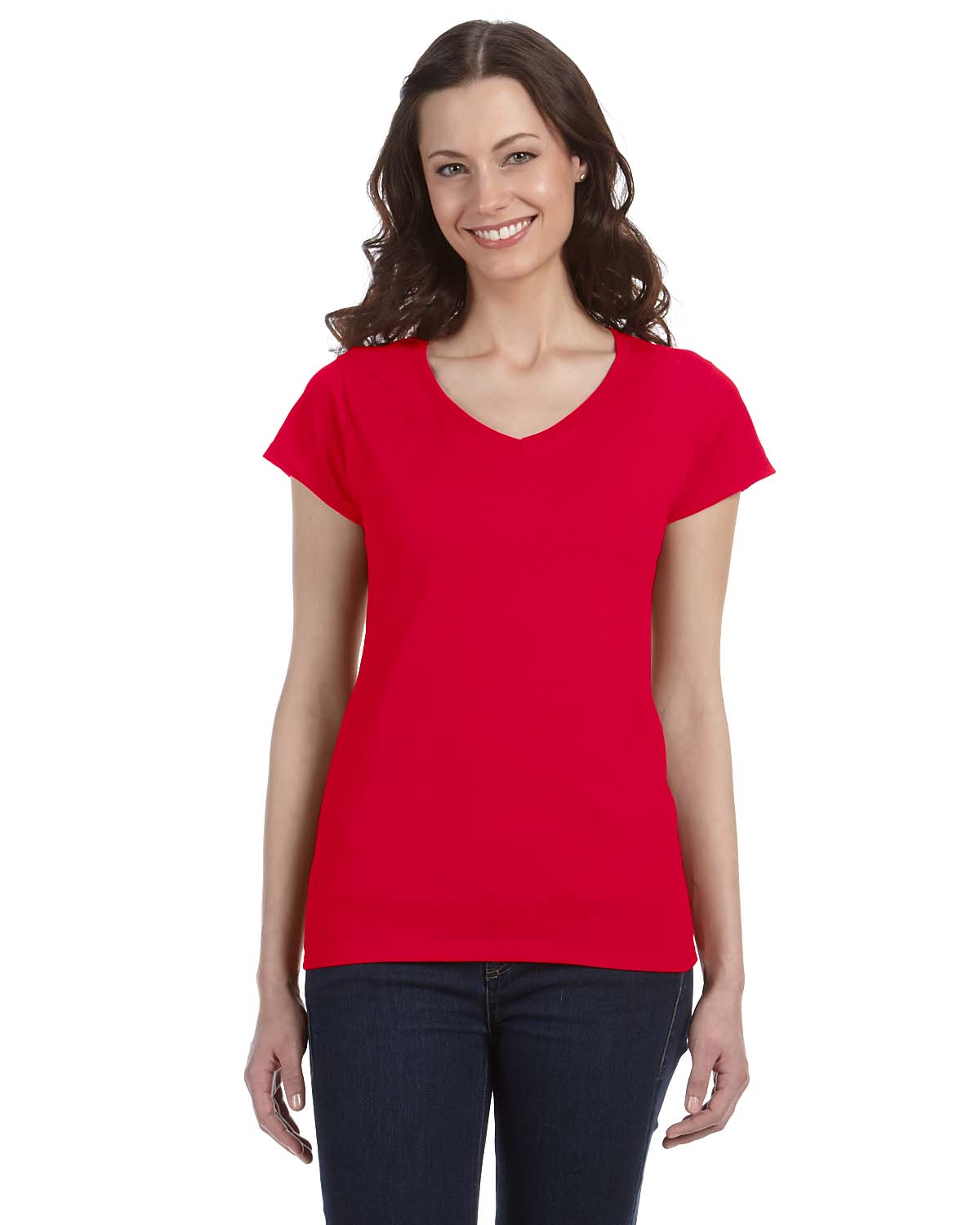 Gildan G64VL Ladies SoftStyle Fitted V-Neck Tee Short Sleeve Top T-Shirt - Picture 4 of 10