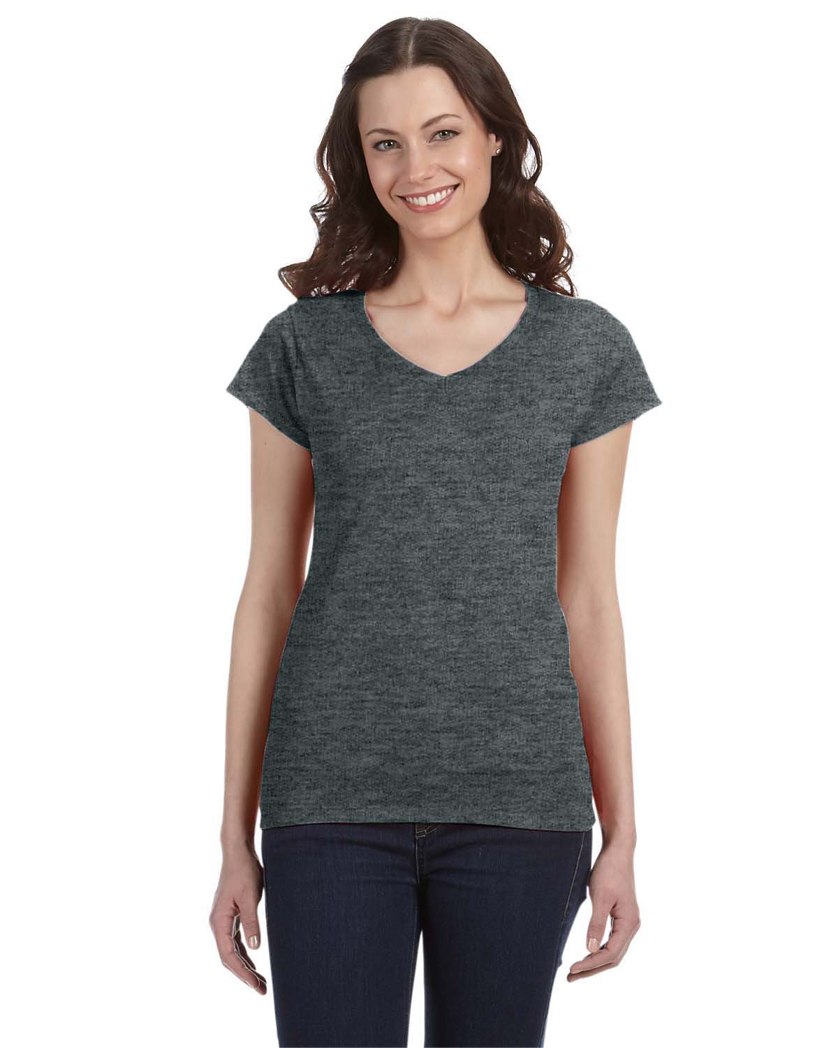Gildan G64VL Ladies SoftStyle Fitted V-Neck Tee Short Sleeve Top T-Shirt - Picture 5 of 10