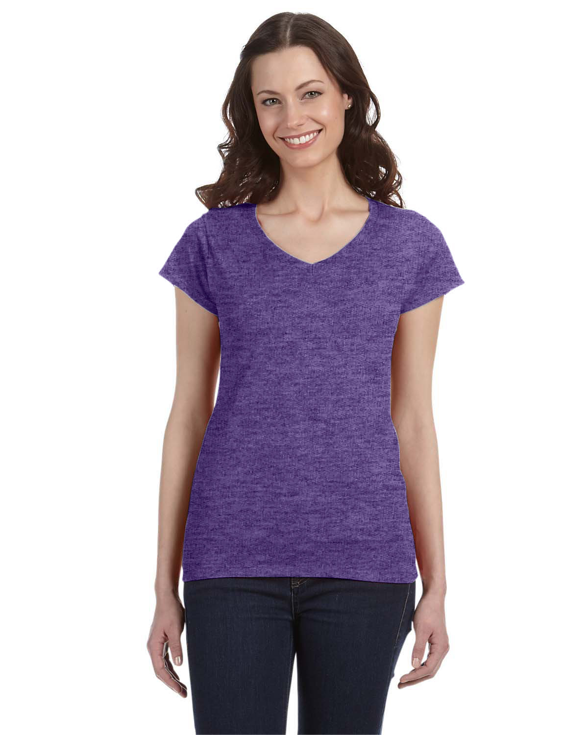 Gildan G64VL Ladies SoftStyle Fitted V-Neck Tee Short Sleeve Top T-Shirt - Picture 6 of 10