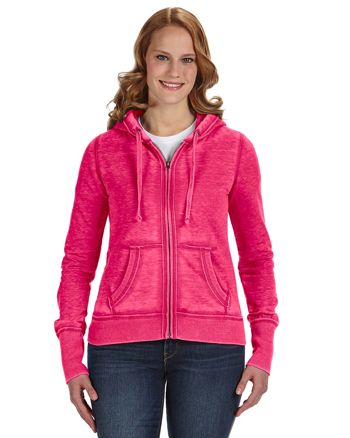 J America JA8913 Ladies Zen Full Zip Fleece Hoodie - Picture 7 of 7