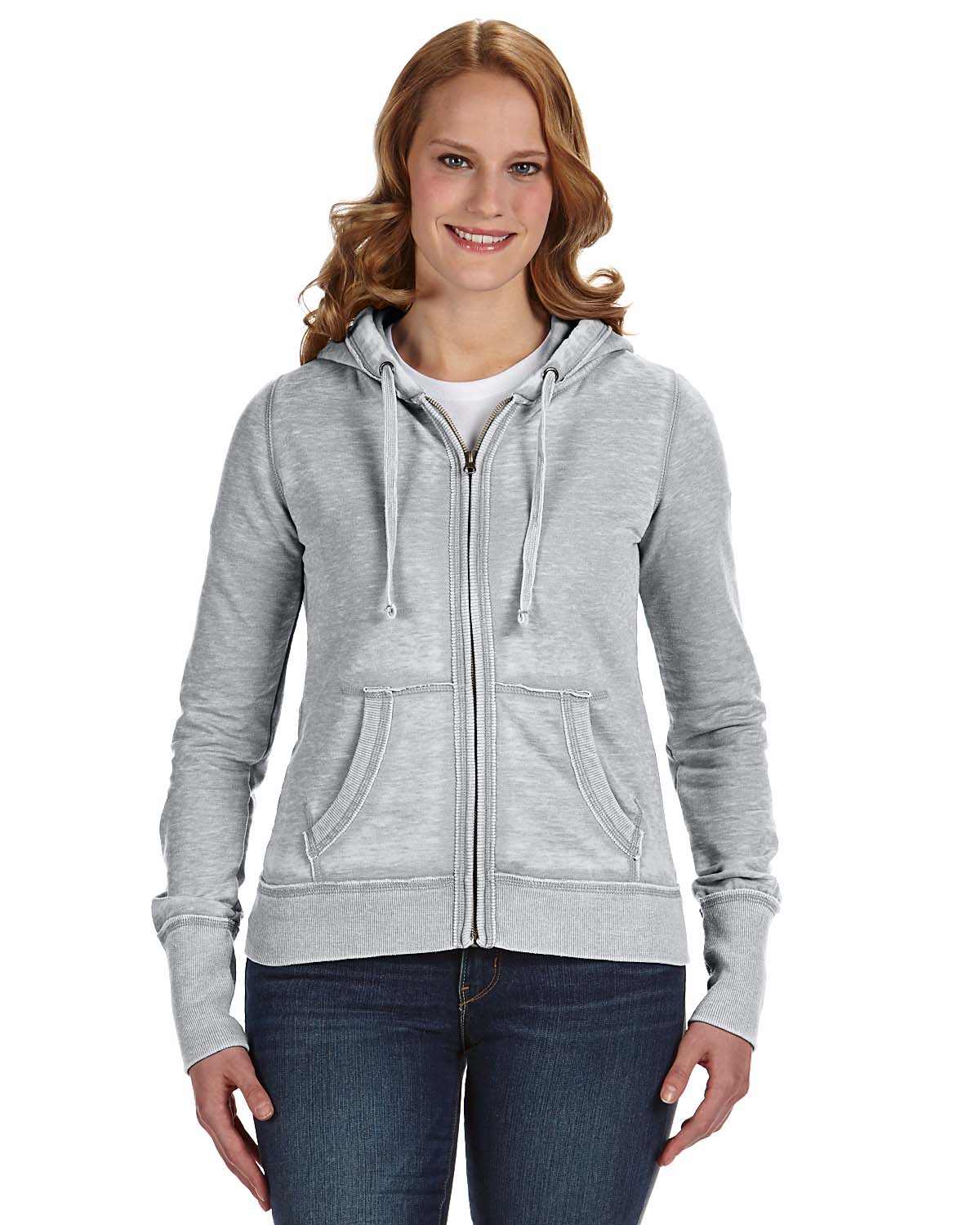 J America JA8913 Ladies Zen Full Zip Fleece Hoodie - Picture 2 of 7