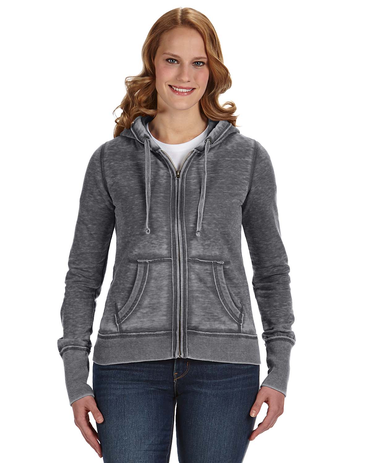 J America JA8913 Ladies Zen Full Zip Fleece Hoodie - Picture 3 of 7