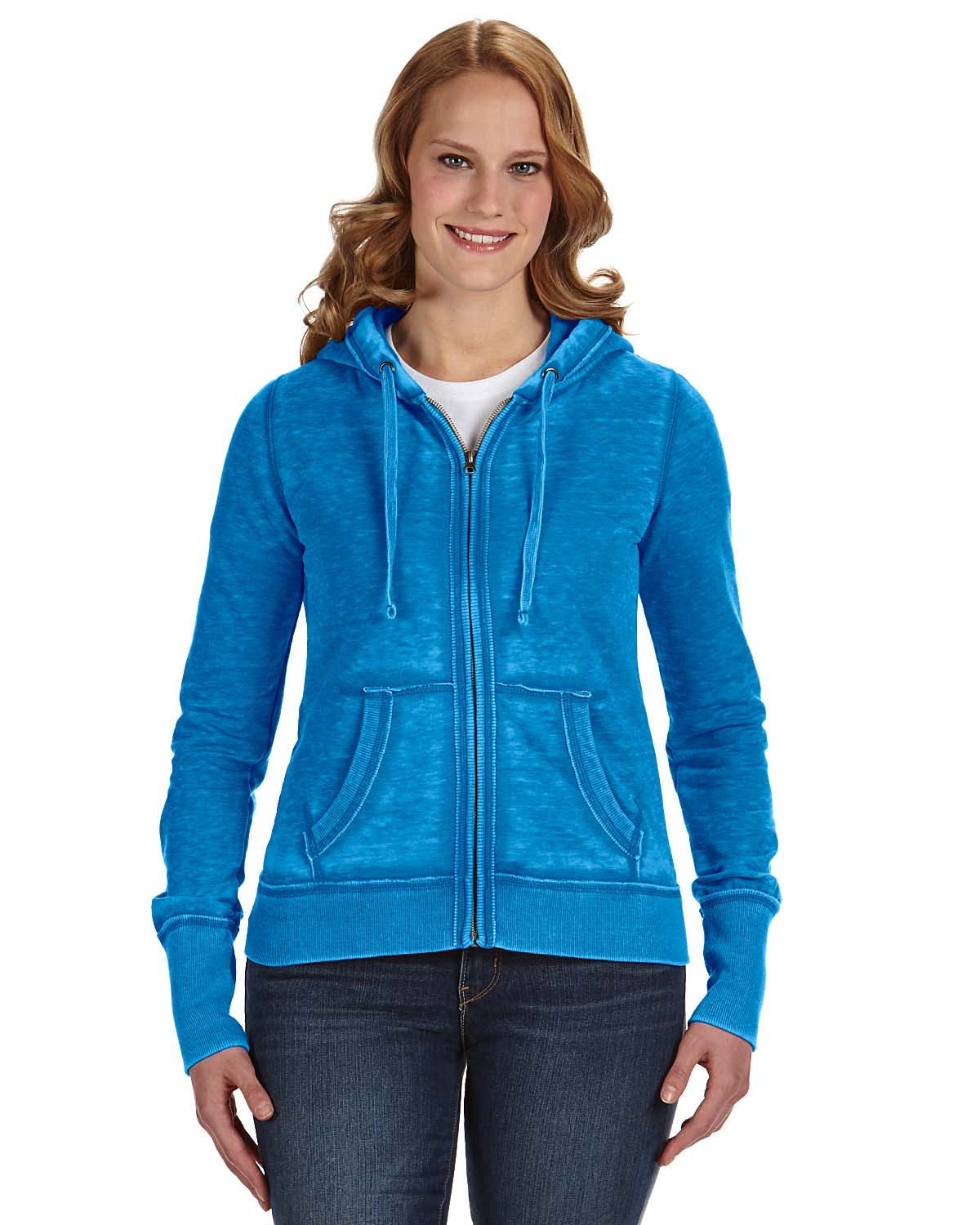J America JA8913 Ladies Zen Full Zip Fleece Hoodie - Picture 4 of 7