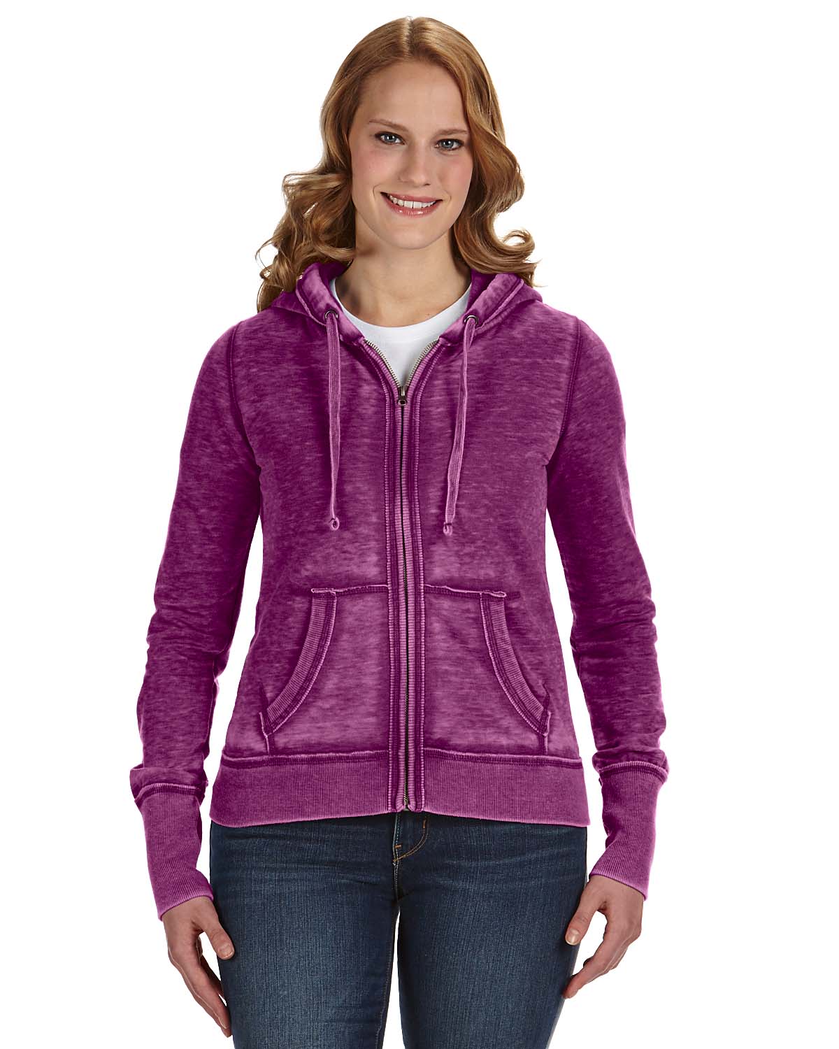 J America JA8913 Ladies Zen Full Zip Fleece Hoodie - Picture 6 of 7
