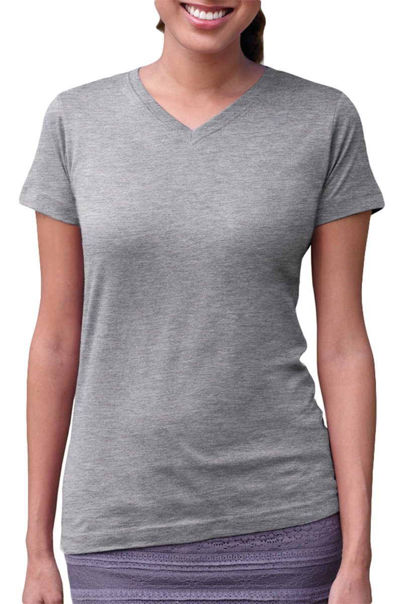 LAT Apparel 3507 Women's V-Neck Short Sleeve Fine Jersey Top Stylish T-Shirt - Picture 9 of 19