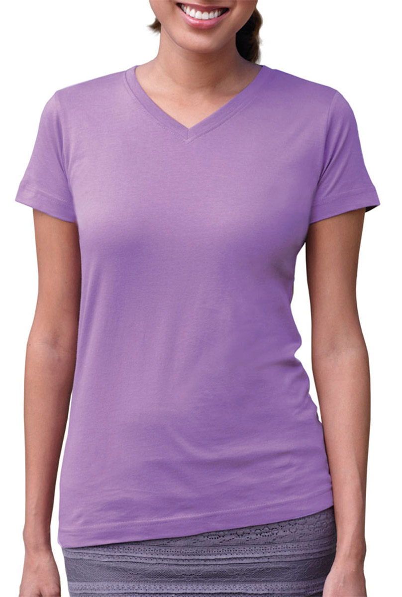 LAT Apparel 3507 Women's V-Neck Short Sleeve Fine Jersey Top Stylish T-Shirt - Picture 11 of 19