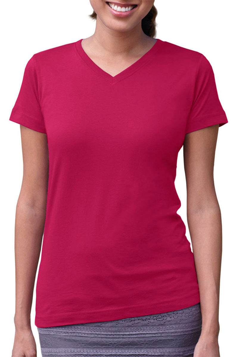 LAT Apparel 3507 Women's V-Neck Short Sleeve Fine Jersey Top Stylish T-Shirt - Picture 8 of 19