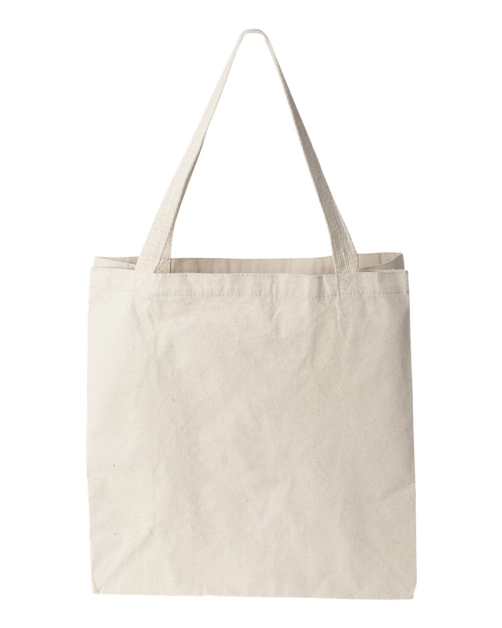 Zippered Cotton Canvas Tote Bag w/ Gusset Top - Natural