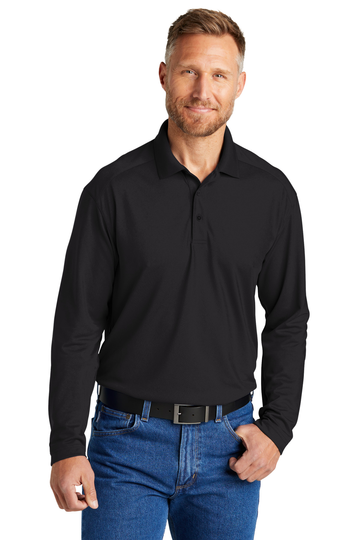 CornerStone CS418LS Men's Select Lightweight Snag Proof Long Sleeve Polo Shirt - Picture 2 of 5