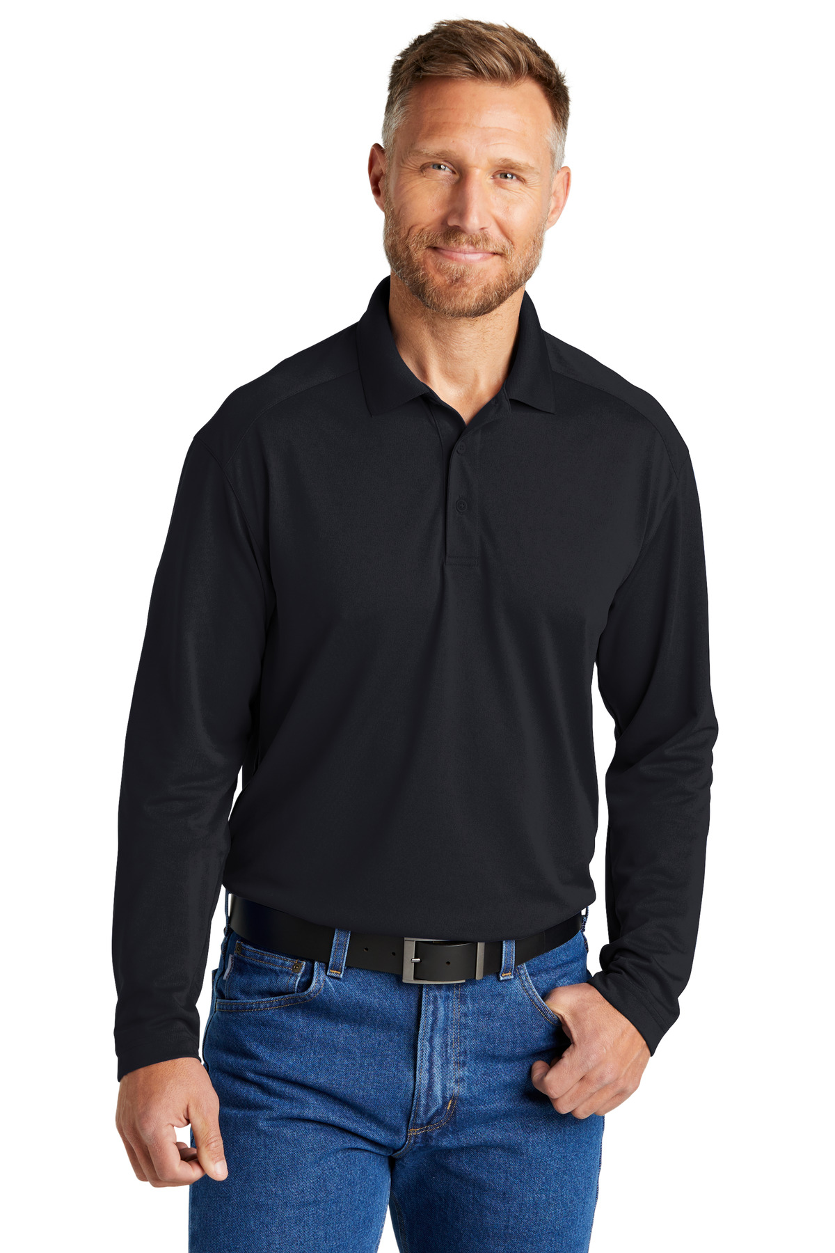 CornerStone CS418LS Men's Select Lightweight Snag Proof Long Sleeve Polo Shirt - Picture 4 of 5