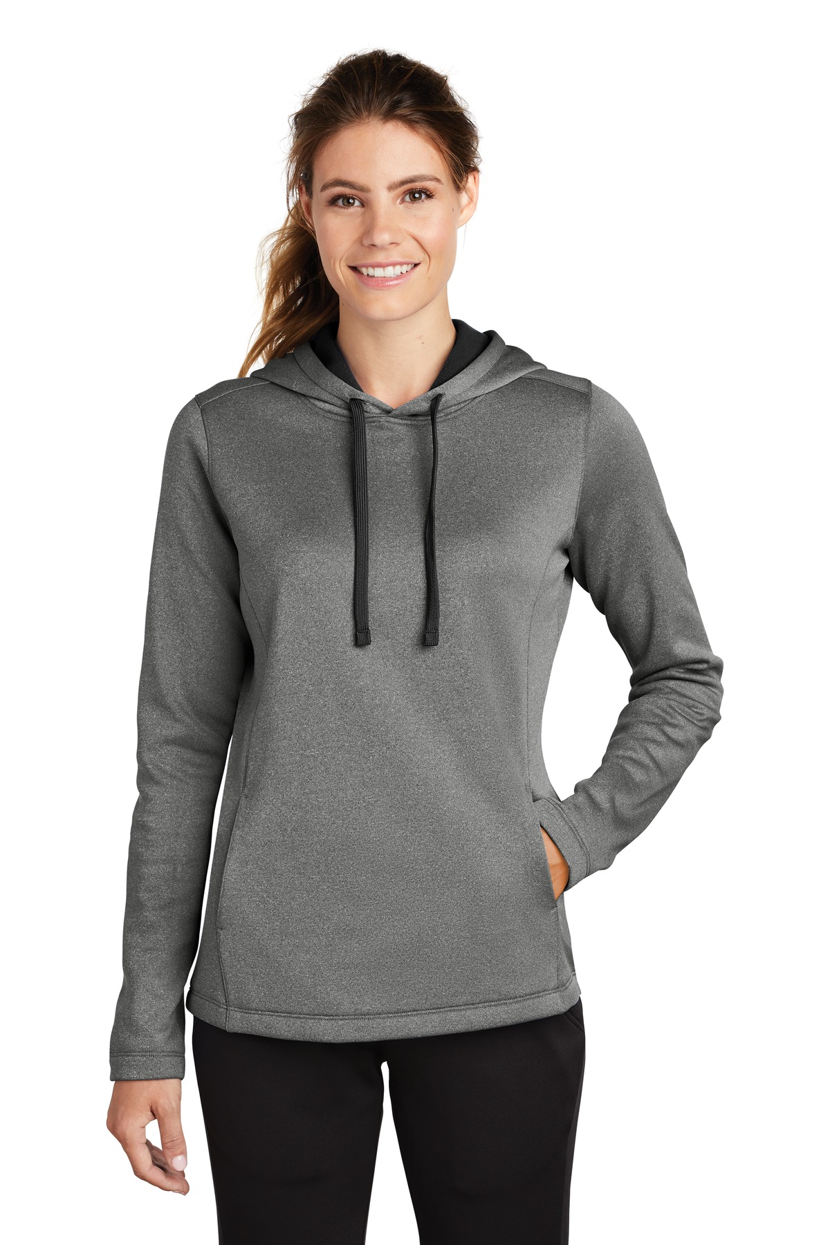 Sport-Tek Ladies Posicharge Sport-Wick Heather Fleece Hooded Pullover Lst264