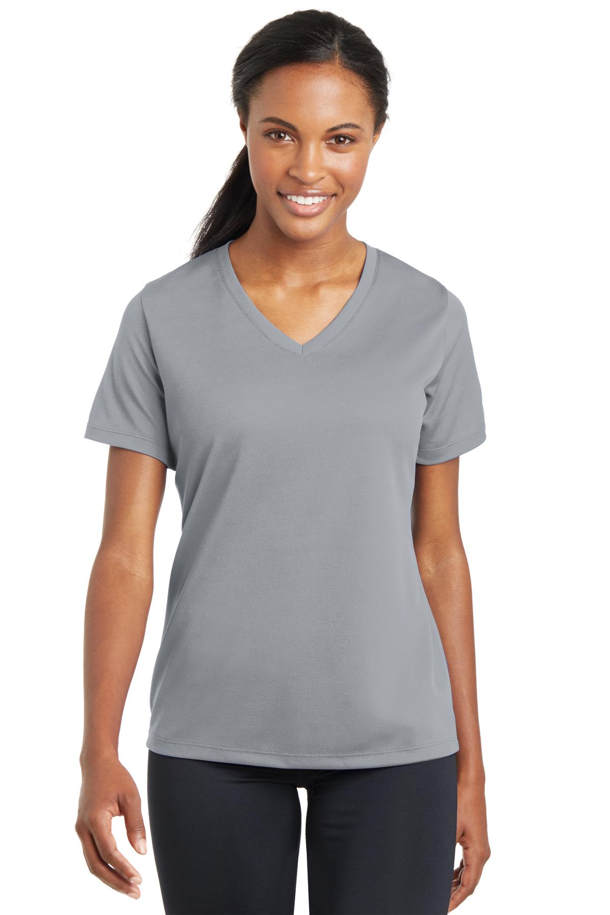 Women's Racey McMath Backer V-Neck T-Shirt - Ash - Tshirtsedge