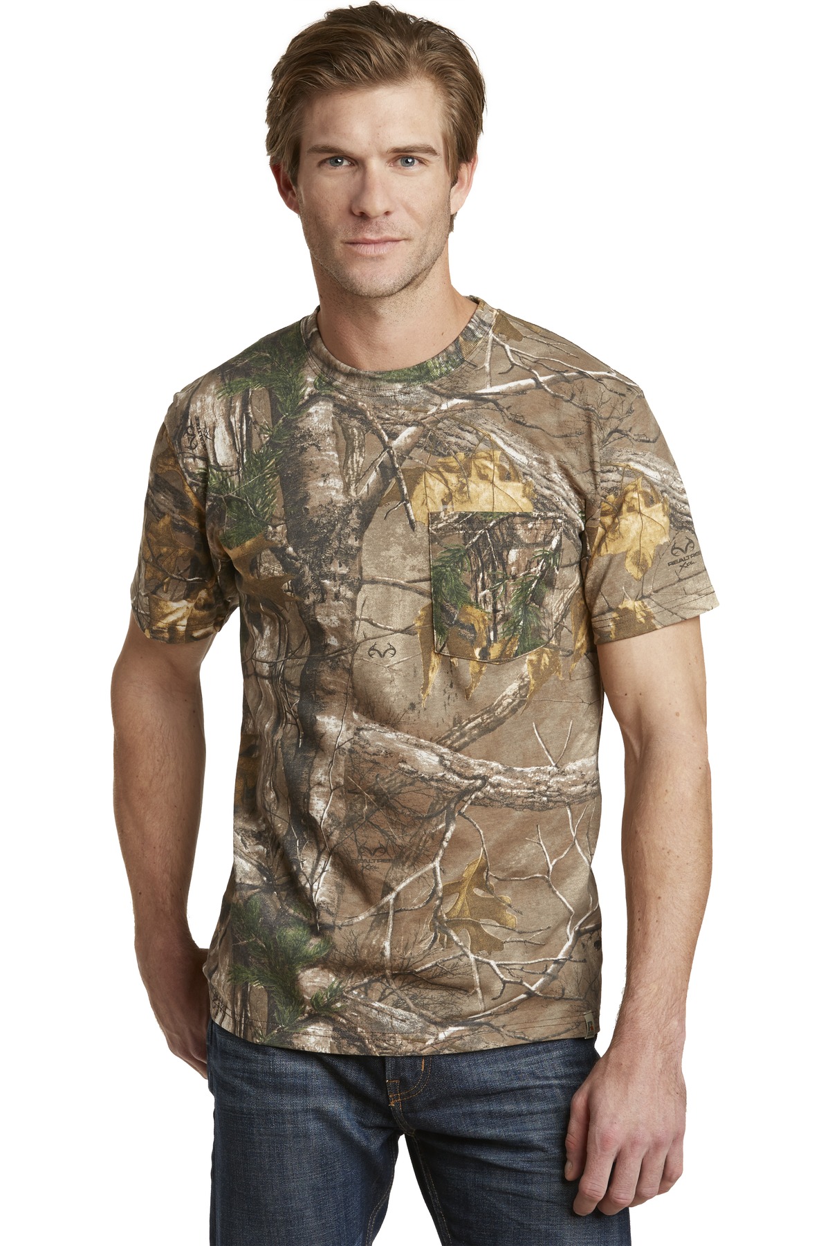 Russell Outdoors S021R Unisex Realtree Explorer Cotton T-Shirt With Pocket