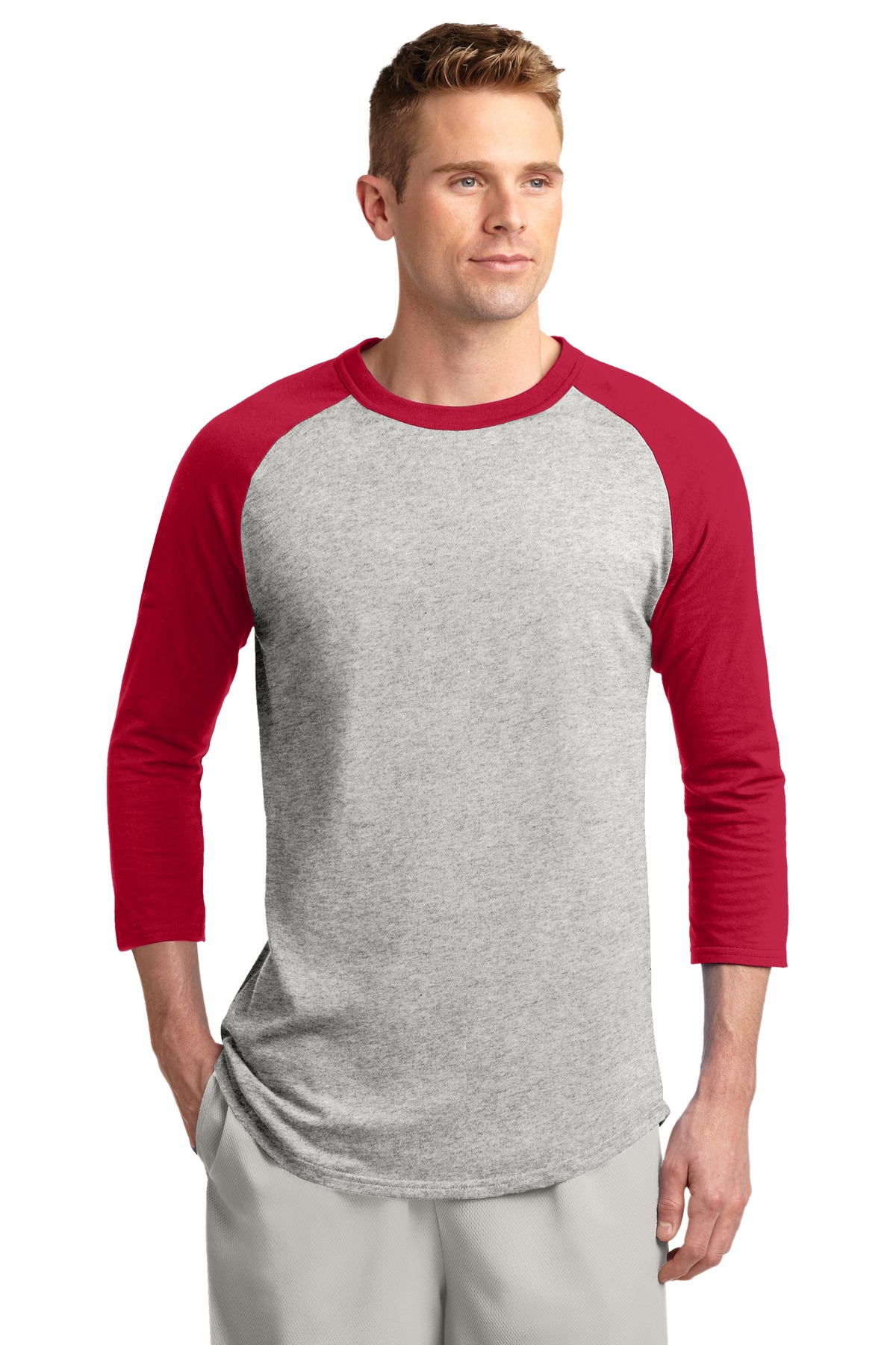 Sport-Tek Colorblock Cotton Raglan 3/4 Sleeve Jersey T-Shirt. T200