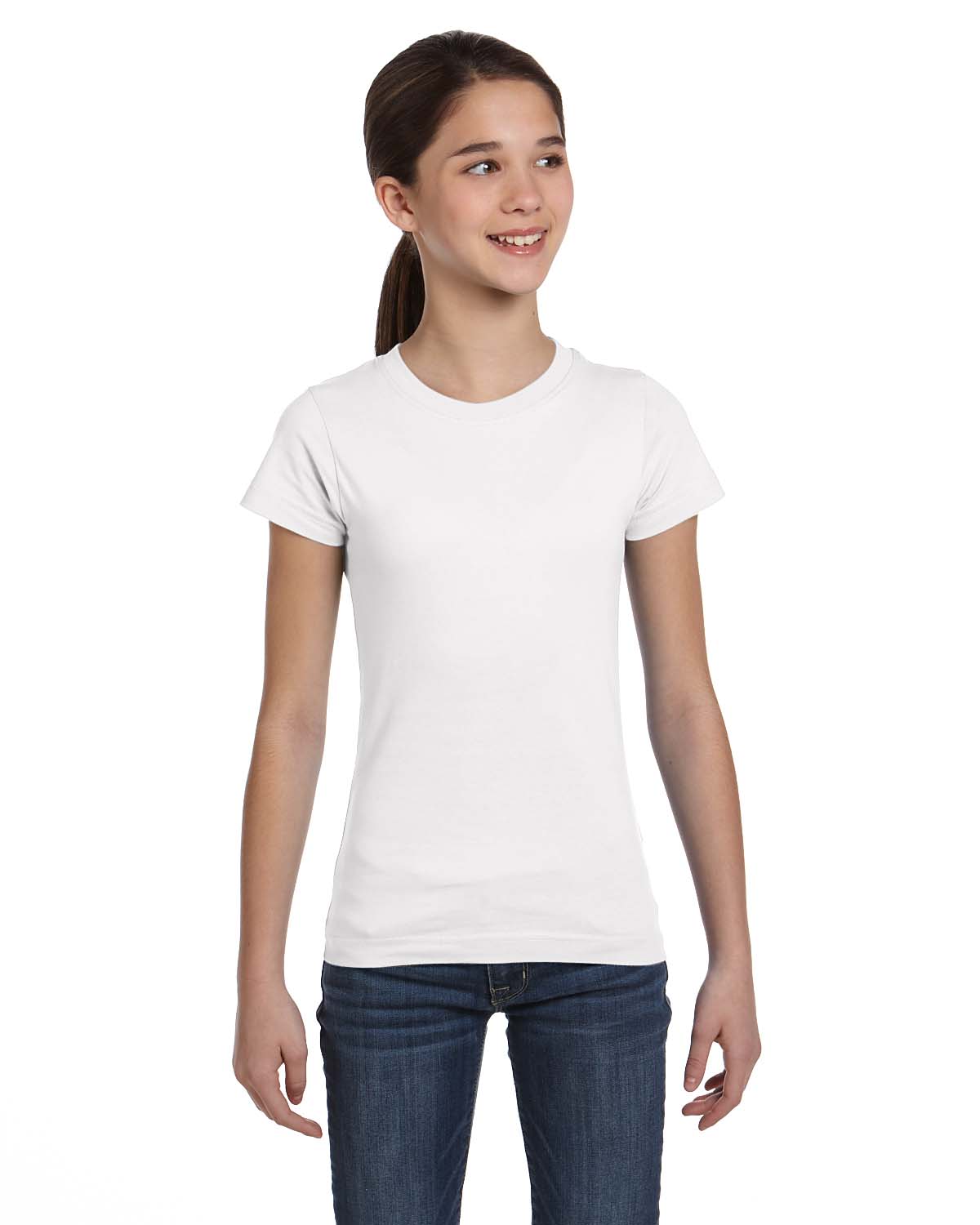 LAT Apparel 2616 Girls Fine Jersey Tee Top Stylish Plain T-Shirt - Picture 26 of 26