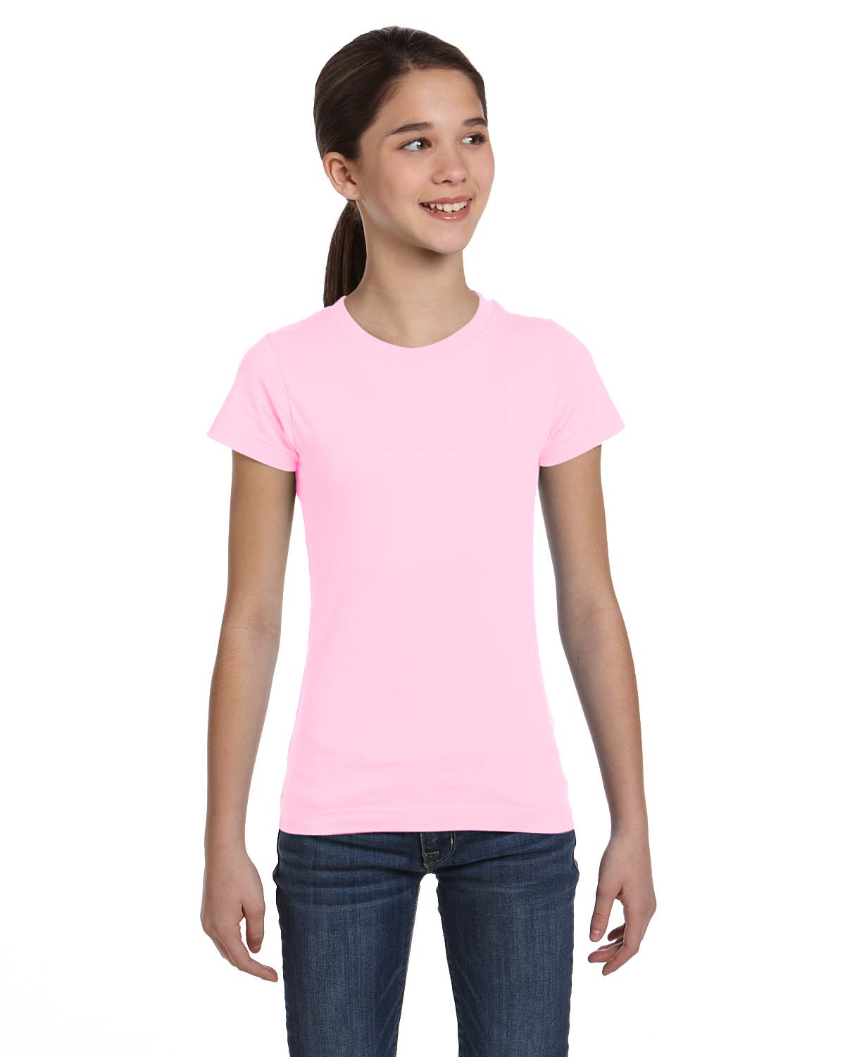 LAT Apparel 2616 Girls Fine Jersey Tee Top Stylish Plain T-Shirt - Picture 20 of 26