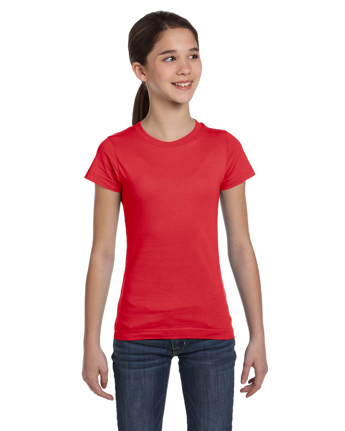 LAT Apparel 2616 Girls Fine Jersey Tee Top Stylish Plain T-Shirt - Picture 24 of 26
