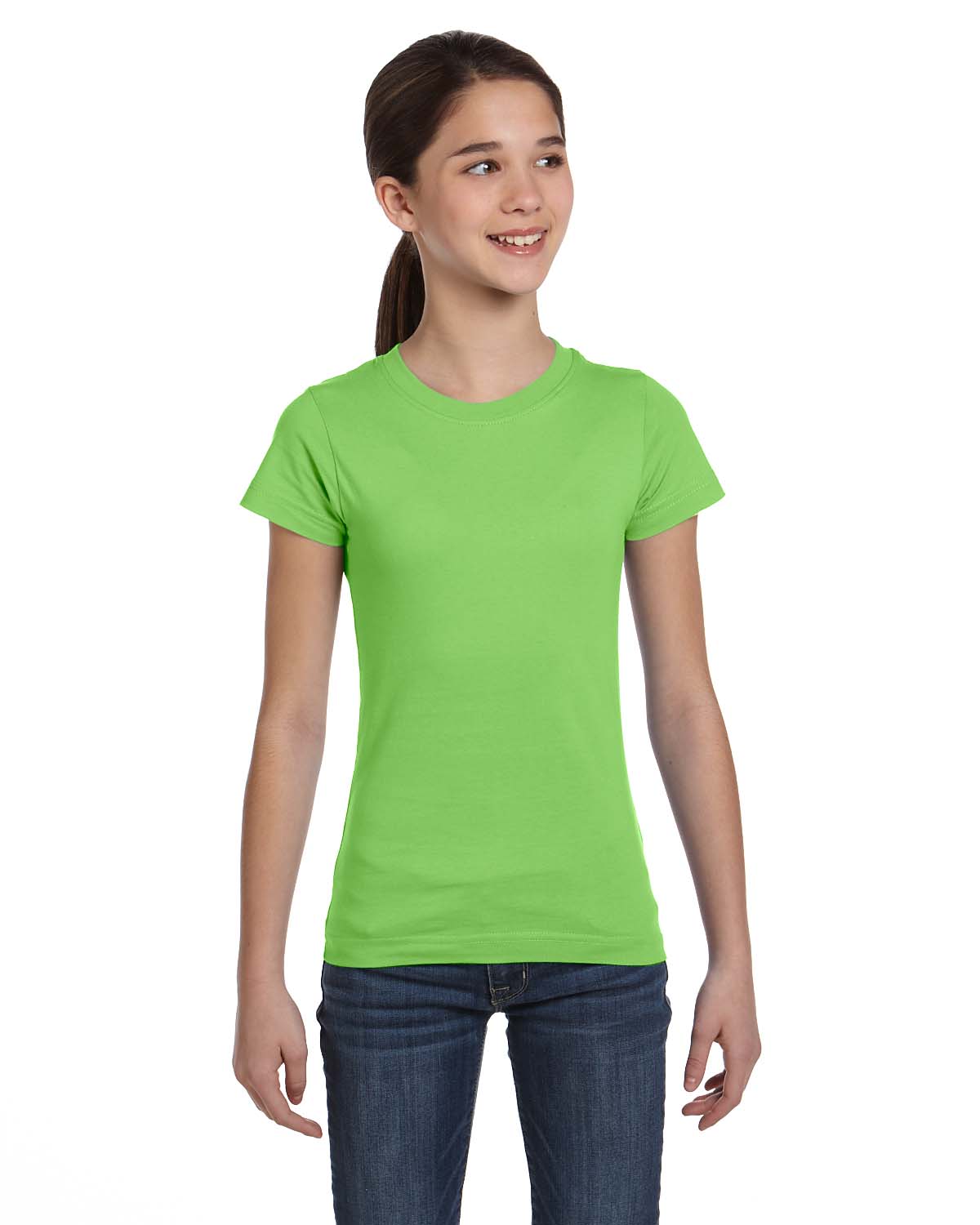 LAT Apparel 2616 Girls Fine Jersey Tee Top Stylish Plain T-Shirt - Picture 16 of 26