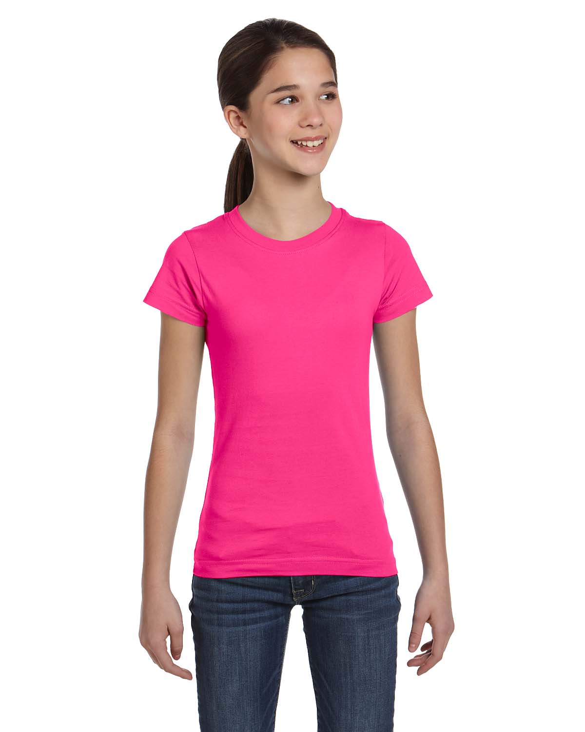 LAT Apparel 2616 Girls Fine Jersey Tee Top Stylish Plain T-Shirt - Picture 13 of 26