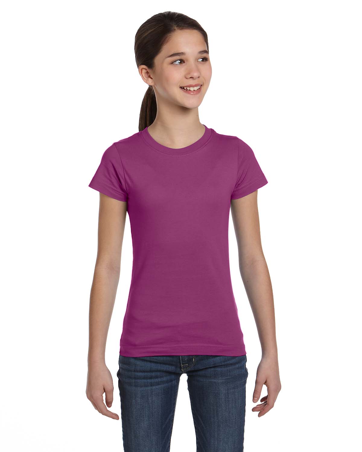LAT Apparel 2616 Girls Fine Jersey Tee Top Stylish Plain T-Shirt - Picture 21 of 26