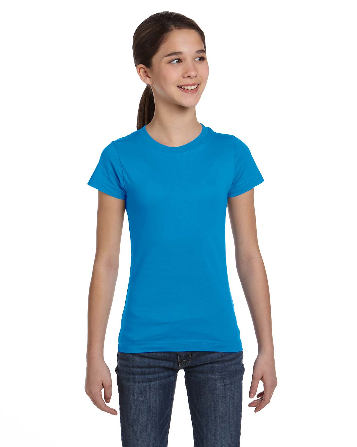 LAT Apparel 2616 Girls Fine Jersey Tee Top Stylish Plain T-Shirt - Picture 8 of 26