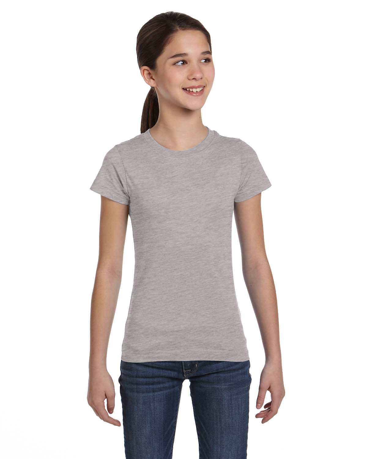LAT Apparel 2616 Girls Fine Jersey Tee Top Stylish Plain T-Shirt - Picture 12 of 26