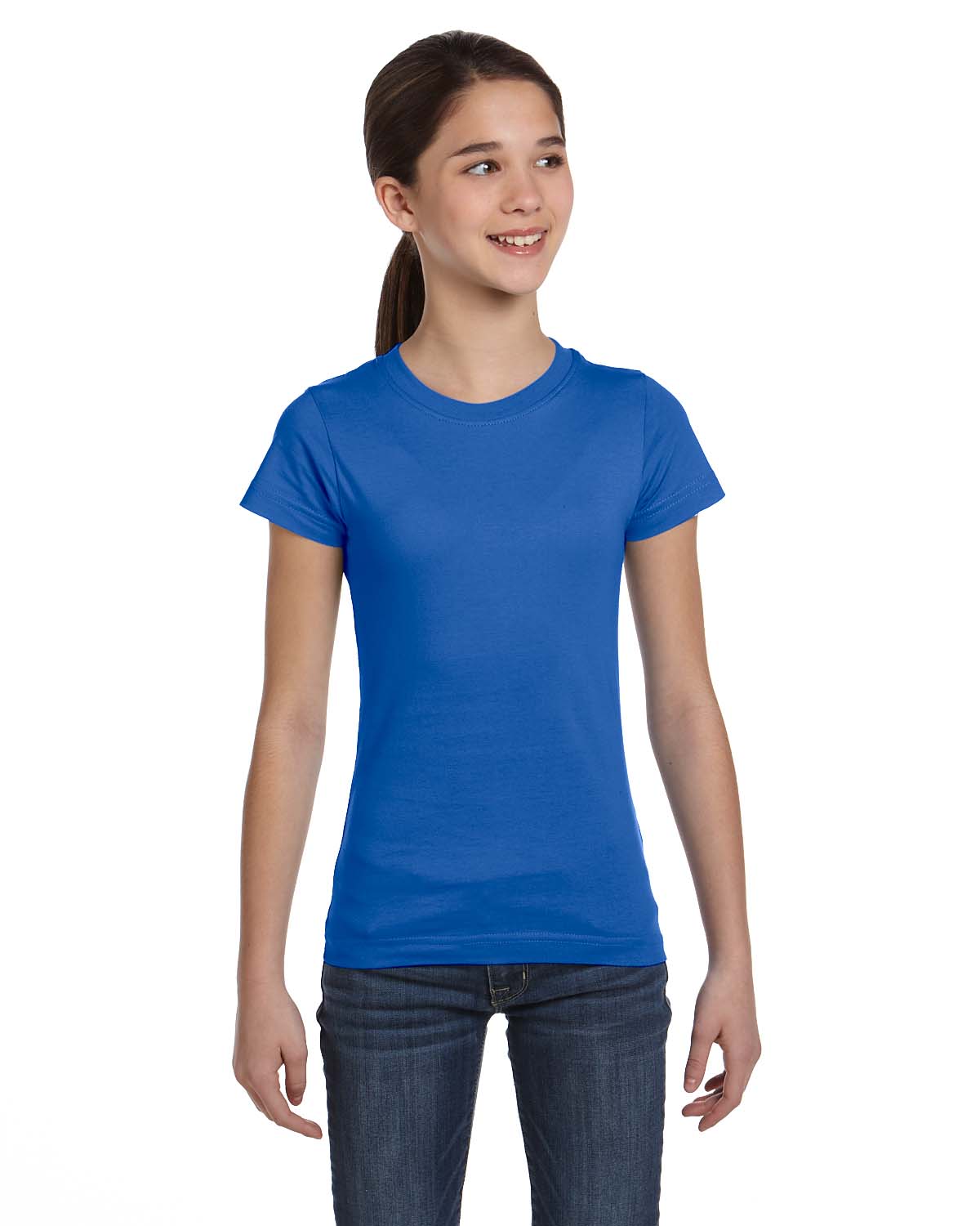 LAT Apparel 2616 Girls Fine Jersey Tee Top Stylish Plain T-Shirt - Picture 25 of 26