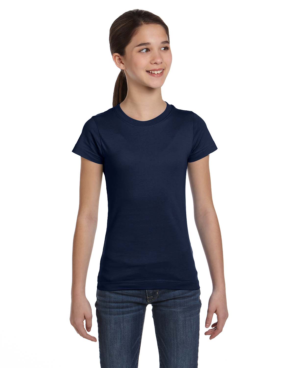 LAT Apparel 2616 Girls Fine Jersey Tee Top Stylish Plain T-Shirt - Picture 18 of 26