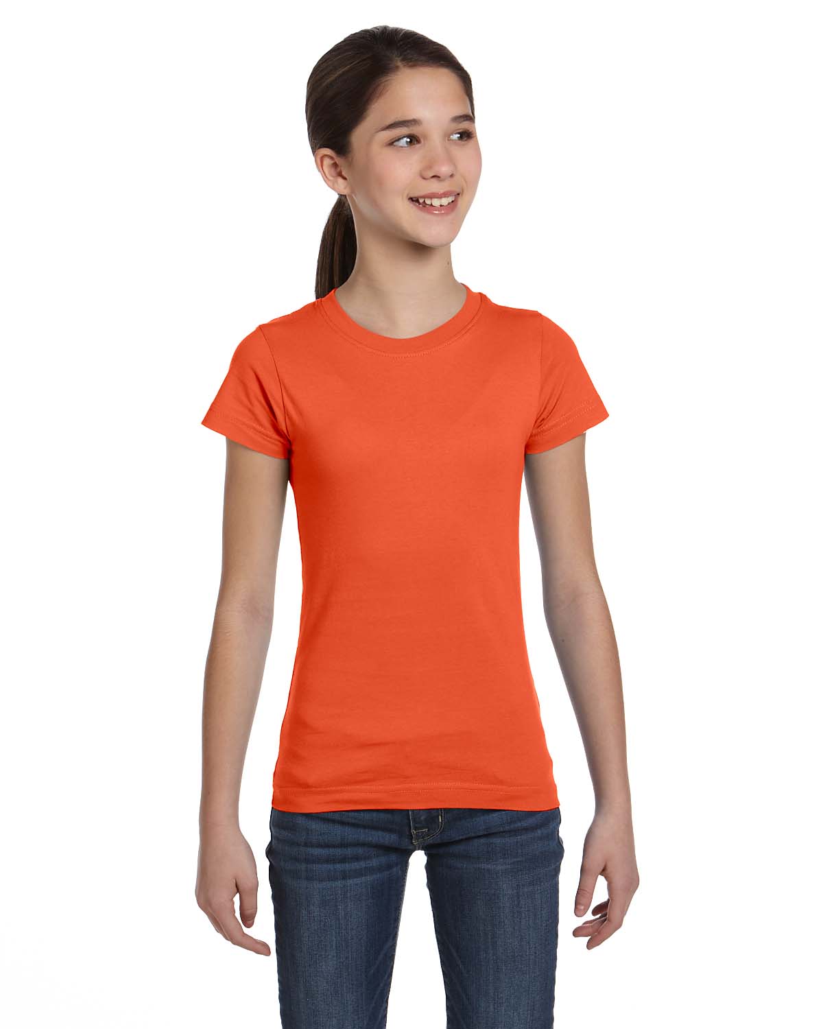 LAT Apparel 2616 Girls Fine Jersey Tee Top Stylish Plain T-Shirt - Picture 19 of 26