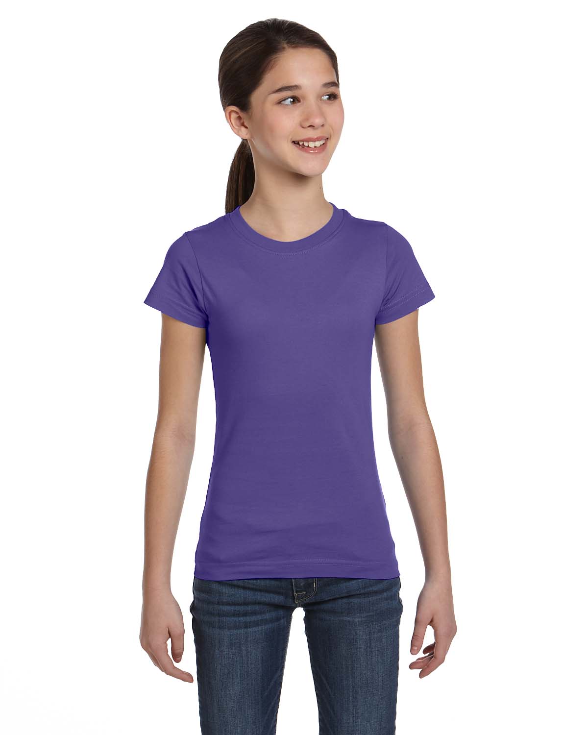 LAT Apparel 2616 Girls Fine Jersey Tee Top Stylish Plain T-Shirt - Picture 22 of 26