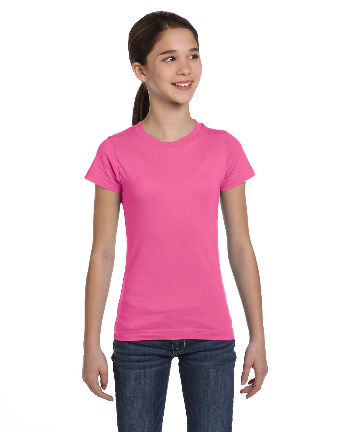 LAT Apparel 2616 Girls Fine Jersey Tee Top Stylish Plain T-Shirt - Picture 23 of 26