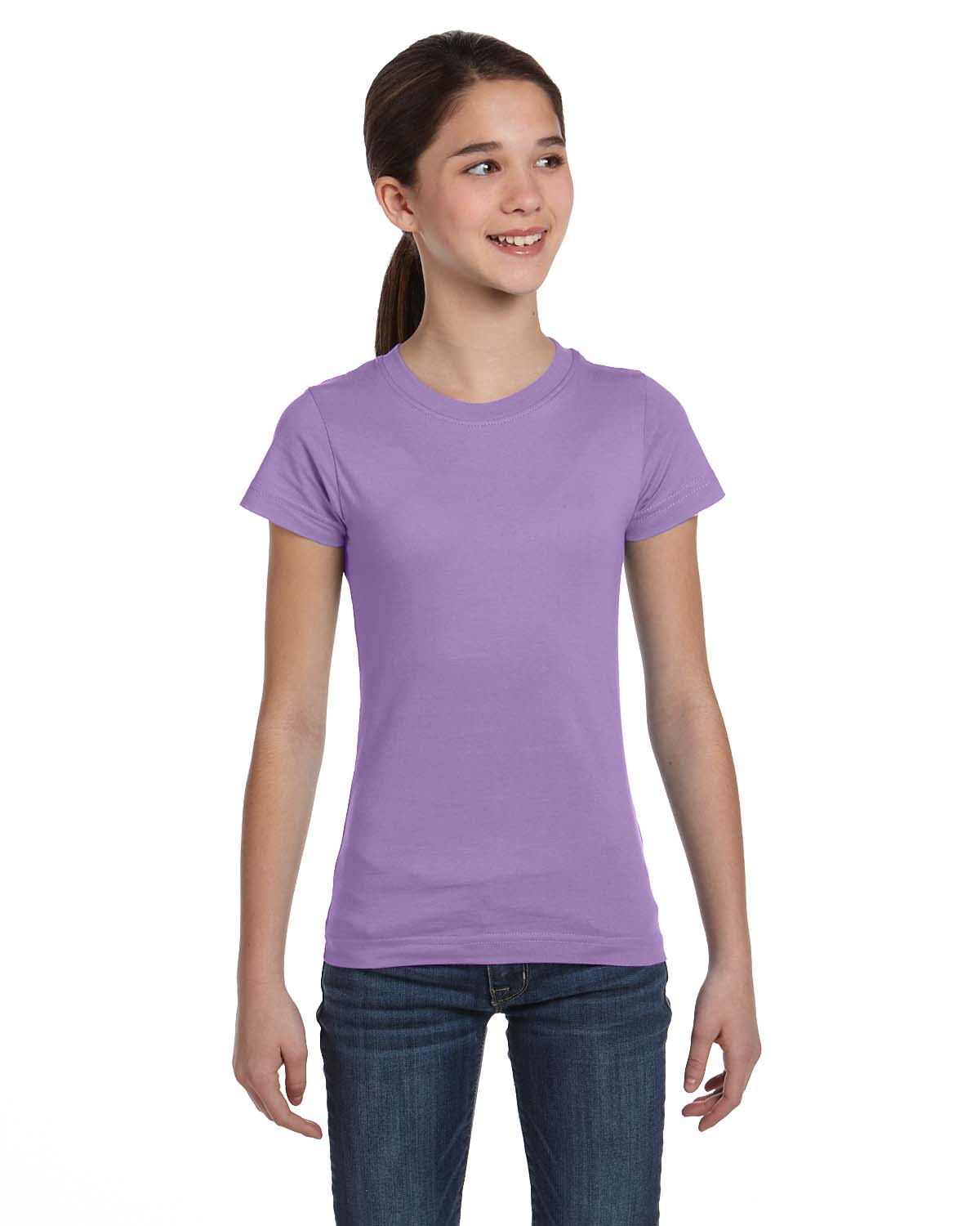 LAT Apparel 2616 Girls Fine Jersey Tee Top Stylish Plain T-Shirt - Picture 17 of 26