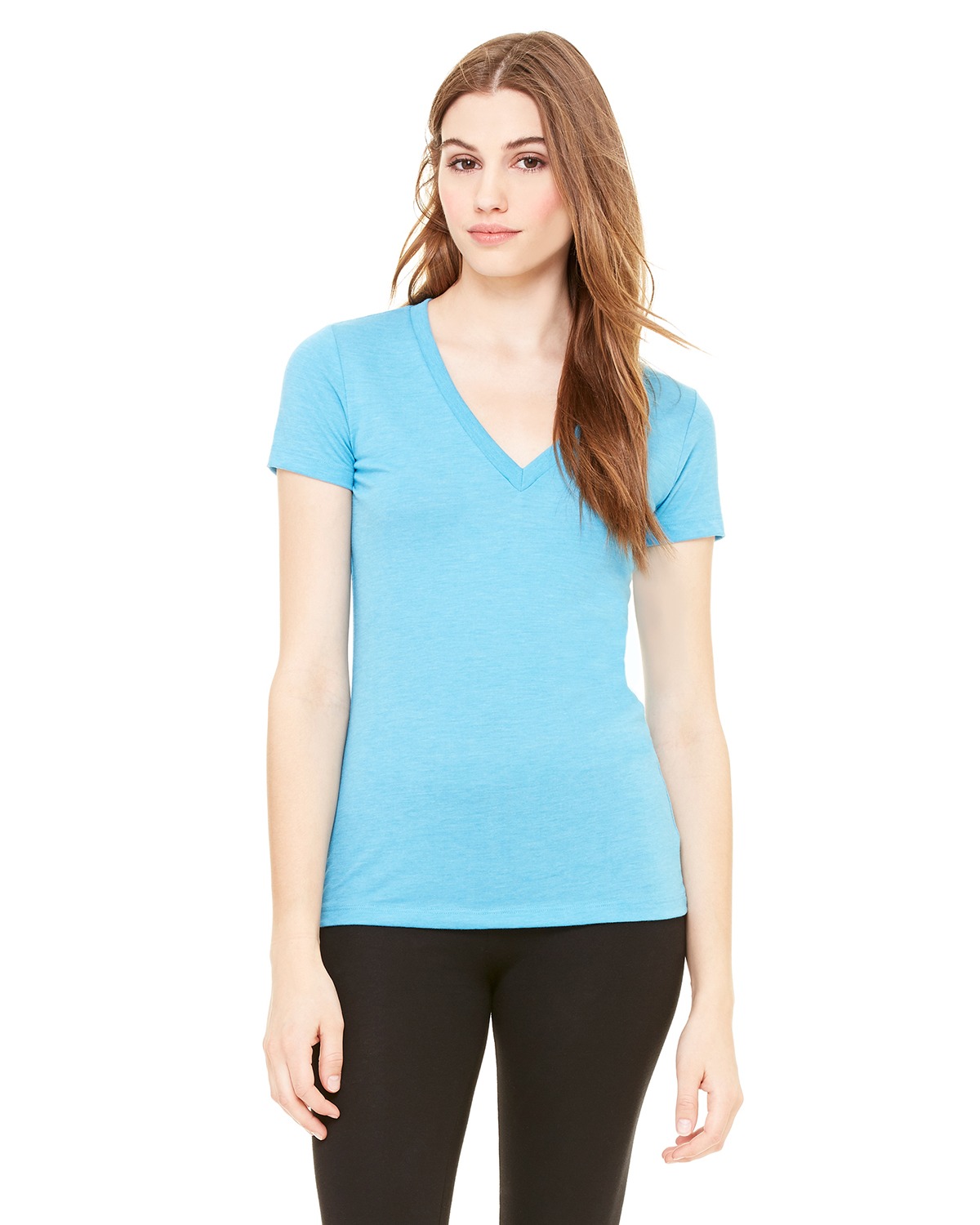 Bella + Canvas 8435 Ladies Triblend Short Sleeve Deep V Neck Tee