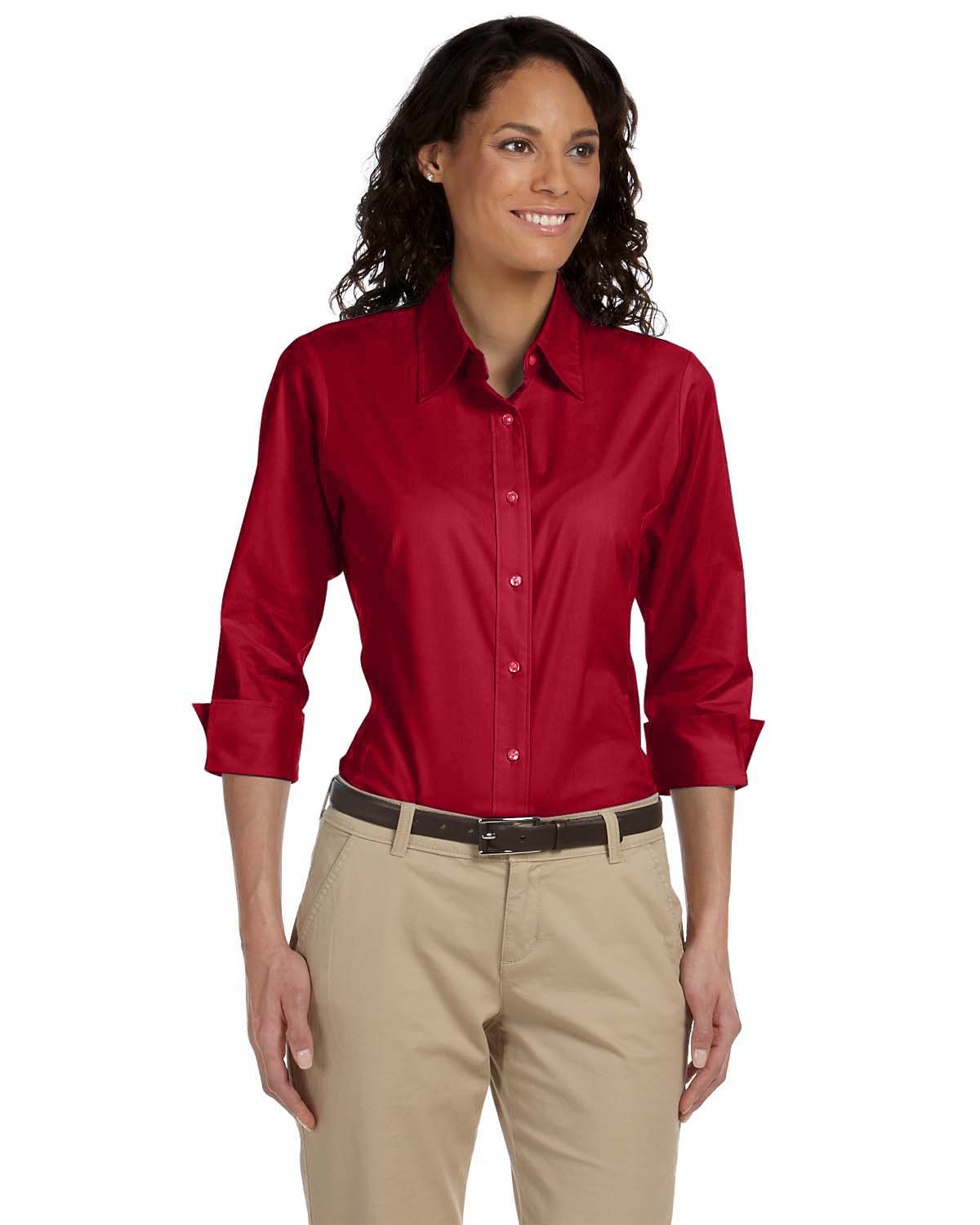 Devon & Jones DP625W Ladies Perfect Fit 3/4-Sleeve Stretch Poplin Blouse - Picture 7 of 8