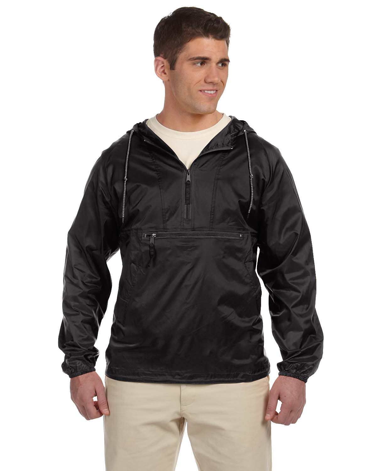 Harriton M750 Men's Long Sleeve Packable Nylon Jacket - Picture 2 of 6