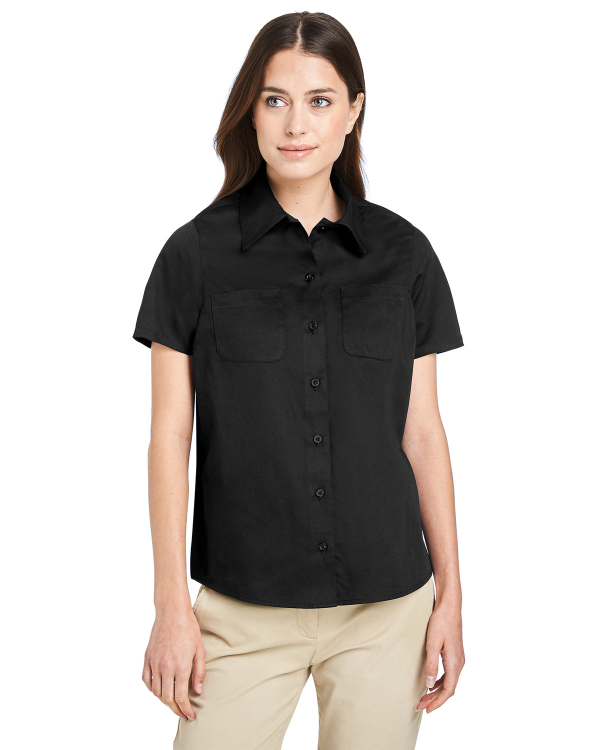 Harriton M585W Ladies Advantage IL Short Sleeve Work Shirt - Picture 2 of 4