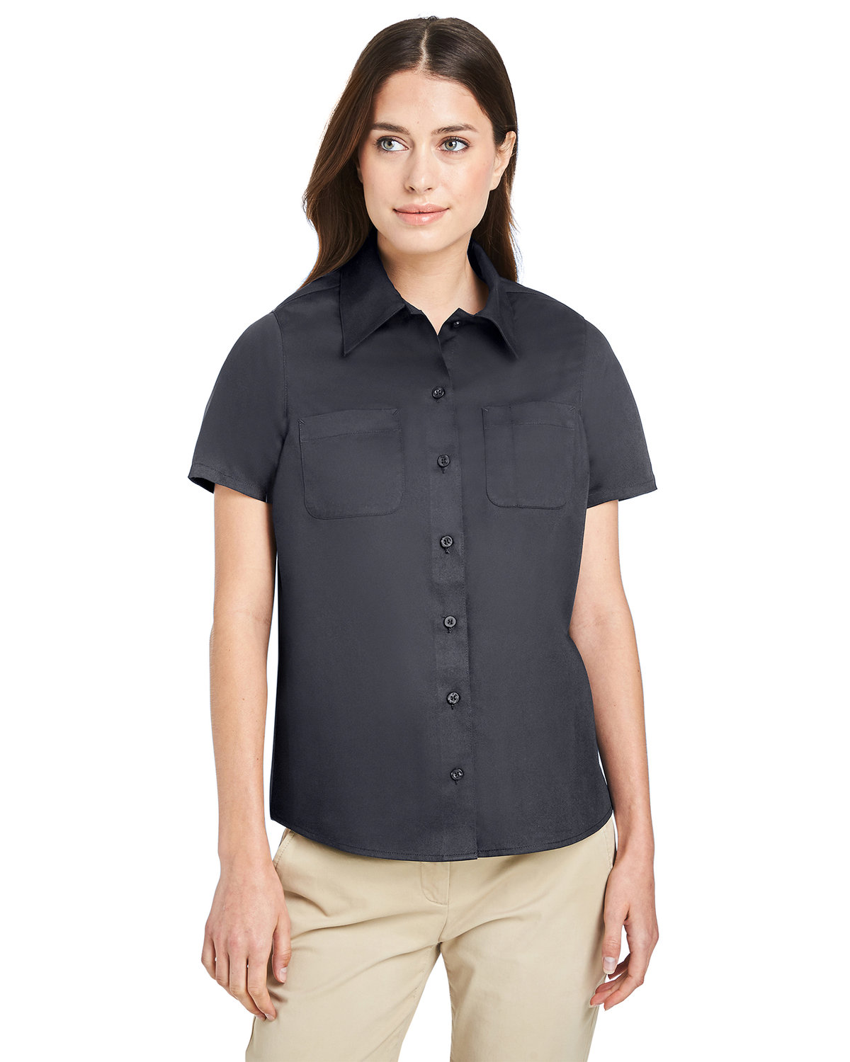 Harriton M585W Ladies Advantage IL Short Sleeve Work Shirt - Picture 3 of 4