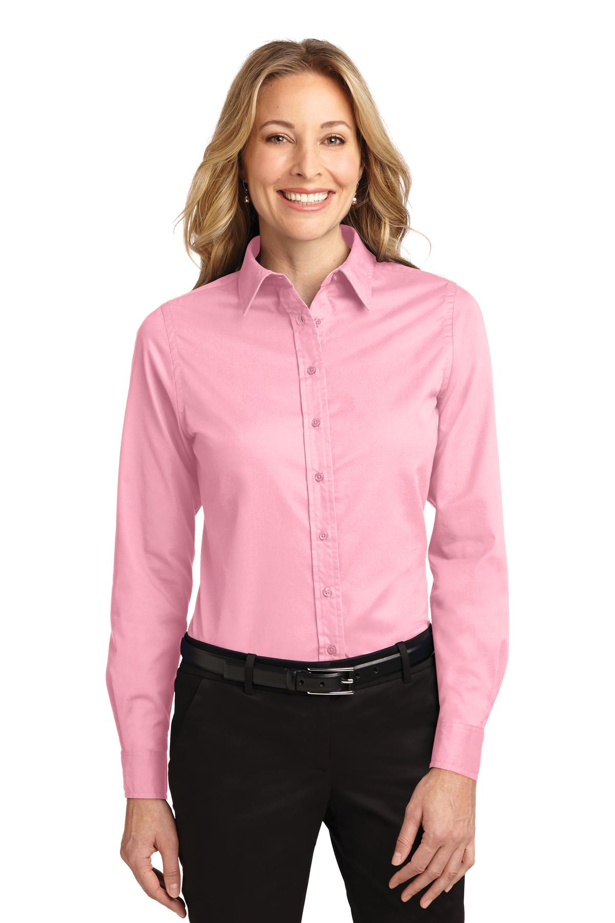 L608 Authority Womens Long Sleeve Button Down Easy Care | eBay